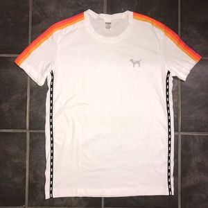 Pink white short sleeve shirt